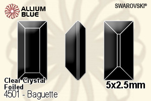 Swarovski Baguette Fancy Stone (4501) 5x2.5mm - Clear Crystal With Platinum Foiling - Haga Click en la Imagen para Cerrar