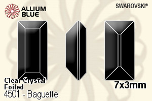 Swarovski Baguette Fancy Stone (4501) 7x3mm - Clear Crystal With Platinum Foiling