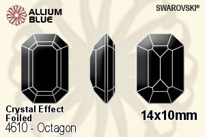 施華洛世奇 Octagon 花式石 (4610) 14x10mm - 白色（半塗層） 白金水銀底 - 關閉視窗 >> 可點擊圖片