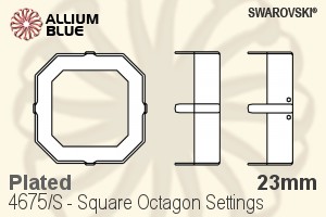 スワロフスキー Square Octagonファンシーストーン石座 (4675/S) 23mm - メッキ - ウインドウを閉じる