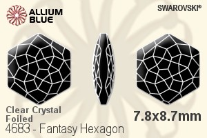 Swarovski Fantasy Hexagon Fancy Stone (4683) 7.8x8.7mm - Clear Crystal With Platinum Foiling