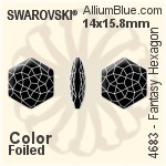 スワロフスキー Fantasy Hexagon ファンシーストーン (4683) 12x13.5mm - カラー 裏面にホイル無し