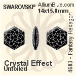 Swarovski Fantasy Hexagon Fancy Stone (4683) 14x15.8mm - Clear Crystal With Platinum Foiling