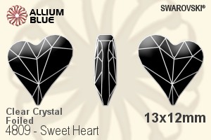 Swarovski Sweet Heart Fancy Stone (4809) 13x12mm - Clear Crystal With Platinum Foiling - Click Image to Close