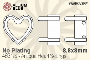 スワロフスキー Antique Heartファンシーストーン石座 (4831/S) 8.8x8mm - メッキなし - ウインドウを閉じる