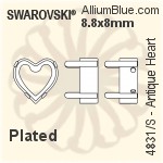 スワロフスキー Antique Heartファンシーストーン石座 (4831/S) 11x10mm - メッキなし