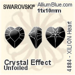 スワロフスキー XILION Heart ファンシーストーン (4884) 6.6x6mm - クリスタル 裏面プラチナフォイル