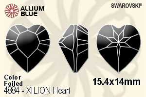 スワロフスキー XILION Heart ファンシーストーン (4884) 15.4x14mm - カラー 裏面プラチナフォイル - ウインドウを閉じる