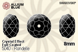 スワロフスキー Rondelle ビーズ (5040) 8mm - クリスタル エフェクト (Full Coated) - ウインドウを閉じる