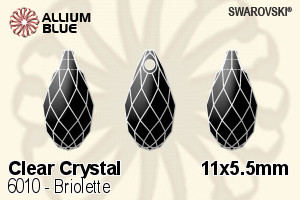 Swarovski Briolette Pendant (6010) 11x5.5mm - Clear Crystal - Click Image to Close