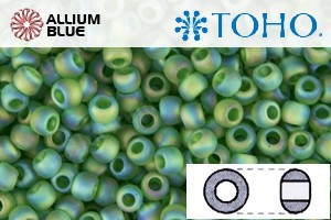 TOHO Round Seed Beads (RR3-167BF) 3/0 Round Extra Large - Transparent-Rainbow Frosted Grass Green - 關閉視窗 >> 可點擊圖片