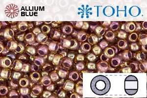 TOHO Round Seed Beads (RR3-1849) 3/0 Round Extra Large - Pink Lilac Lined Topaz Rainbow - Click Image to Close