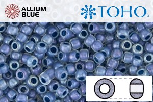TOHO Round Seed Beads (RR6-188F) 6/0 Round Large - Frosted Slate Blue Lined Crystal Rainbow - Click Image to Close