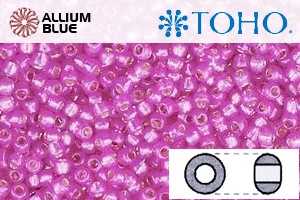 TOHO Round Seed Beads (RR3-2107) 3/0 Round Extra Large - Silver-Lined Milky Hot Pink - Click Image to Close