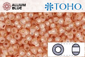 TOHO Round Seed Beads (RR8-2111) 8/0 Round Medium - Silver-Lined Milky Peach - Click Image to Close