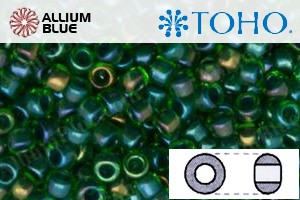 TOHO Round Seed Beads (RR3-249) 3/0 Round Extra Large - Inside-Color Peridot/Emerald-Lined - Click Image to Close
