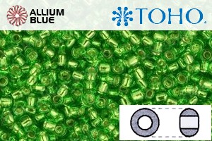 TOHO Round Seed Beads (RR15-27) 15/0 Round Small - Silver-Lined Peridot - Click Image to Close