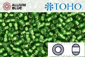 TOHO Round Seed Beads (RR15-27F) 15/0 Round Small - Silver-Lined Frosted Peridot - Click Image to Close