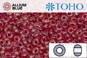 TOHO Round Seed Beads (RR8-355) 8/0 Round Medium - Inside-Color Crystal/Siam-Lined - 關閉視窗 >> 可點擊圖片