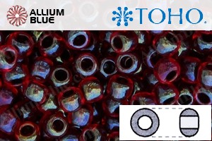TOHO Round Seed Beads (RR8-400) 8/0 Round Medium - Black Lined Dark Ruby Luster - Click Image to Close