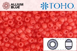 TOHO Round Seed Beads (RR15-5F) 15/0 Round Small - Transparent-Frosted Lt Siam Ruby - Click Image to Close