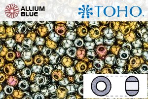 TOHO Round Seed Beads (RR15-721) 15/0 Round Small - Galvanized Blue Gold - 关闭视窗 >> 可点击图片
