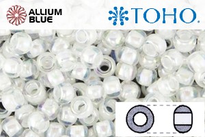 TOHO Round Seed Beads (RR6-777) 6/0 Round Large - Inside-Color Rainbow Crystal/Creme-Lined - 關閉視窗 >> 可點擊圖片