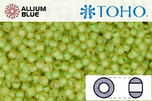 TOHO Round Seed Beads (RR3-946F) 3/0 Round Extra Large - Inside-Color Frosted Jonquil/Opaque Green-Lined - Haga Click en la Imagen para Cerrar