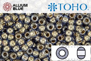 TOHO Round Seed Beads (RR6-992) 6/0 Round Large - Gold-Lined Lt Montana Blue - Click Image to Close