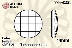 PREMIUM CRYSTAL Chessboard Circle Flat Back 14mm Aqua F