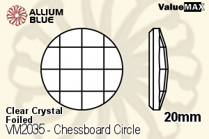 バリューマックス Chessboard Circle Flat Back (VM2035) 20mm - クリスタル 裏面フォイル - ウインドウを閉じる