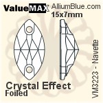ValueMAX Navette Sew-on Stone (VM3223) 22x13mm - Clear Crystal With Foiling