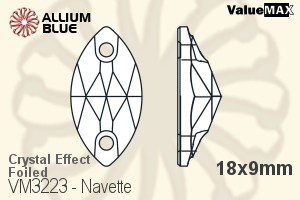 ValueMAX Navette Sew-on Stone (VM3223) 18x9mm - Crystal Effect With Foiling