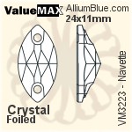 ValueMAX Navette Sew-on Stone (VM3223) 32x15mm - Clear Crystal With Foiling