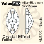 ValueMAX Navette Sew-on Stone (VM3223) 32x15mm - Crystal Effect With Foiling