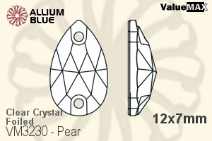 ValueMAX Pear Sew-on Stone (VM3230) 12x7mm - Clear Crystal With Foiling - Click Image to Close