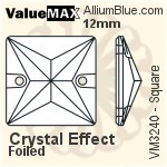 ValueMAX Square Sew-on Stone (VM3240) 16mm - Clear Crystal With Foiling