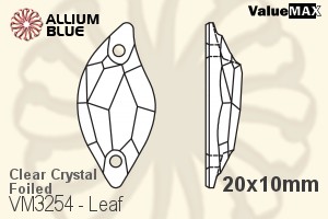 バリューマックス Leaf ソーオンストーン (VM3254) 20x10mm - クリスタル 裏面フォイル