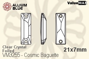 ValueMAX Cosmic Baguette Sew-on Stone (VM3255) 21x7mm - Clear Crystal With Foiling