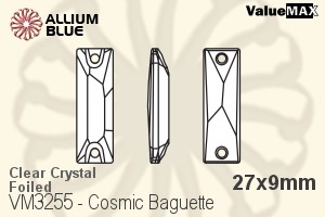 ValueMAX Cosmic Baguette Sew-on Stone (VM3255) 27x9mm - Clear Crystal With Foiling - Click Image to Close