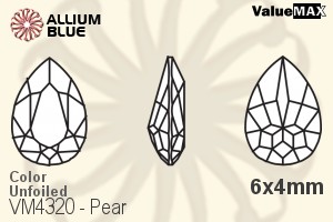 VALUEMAX CRYSTAL Pear Fancy Stone 6x4mm Jet