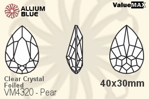 ValueMAX Pear Fancy Stone (VM4320) 40x30mm - Clear Crystal With Foiling