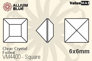 バリューマックス Square ファンシーストーン (VM4400) 6x6mm - クリスタル 裏面フォイル