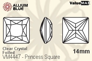 ValueMAX Princess Square Fancy Stone (VM4447) 14mm - Clear Crystal With Foiling
