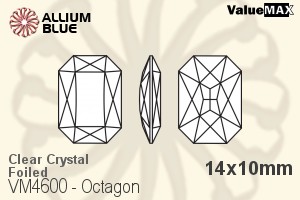 ValueMAX Octagon Fancy Stone (VM4600) 14x10mm - Clear Crystal With Foiling - Haga Click en la Imagen para Cerrar
