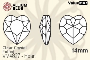 ValueMAX Heart Fancy Stone (VM4827) 14mm - Clear Crystal With Foiling - Click Image to Close