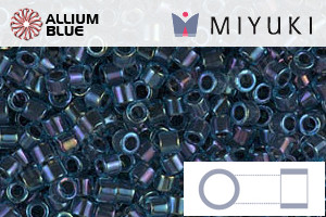 MIYUKI Delica® Seed Beads (DBM0286) 10/0 Round Medium - Midnight Blue Lined Aqua AB - Click Image to Close