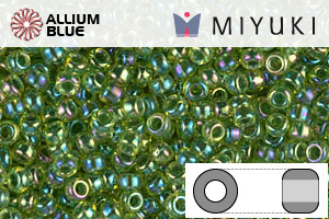 MIYUKI Round Rocailles Seed Beads (RR11-0341) 11/0 Small - Green Lined Yellow - Click Image to Close