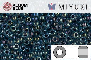 MIYUKI Round Rocailles Seed Beads (RR11-0347) 11/0 Small - Midnight Blue Lined Aqua AB - Click Image to Close