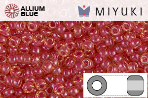 MIYUKI Round Rocailles Seed Beads (RR11-0373) 11/0 Small - Dark Rose Lined Light Topaz Luster - Click Image to Close